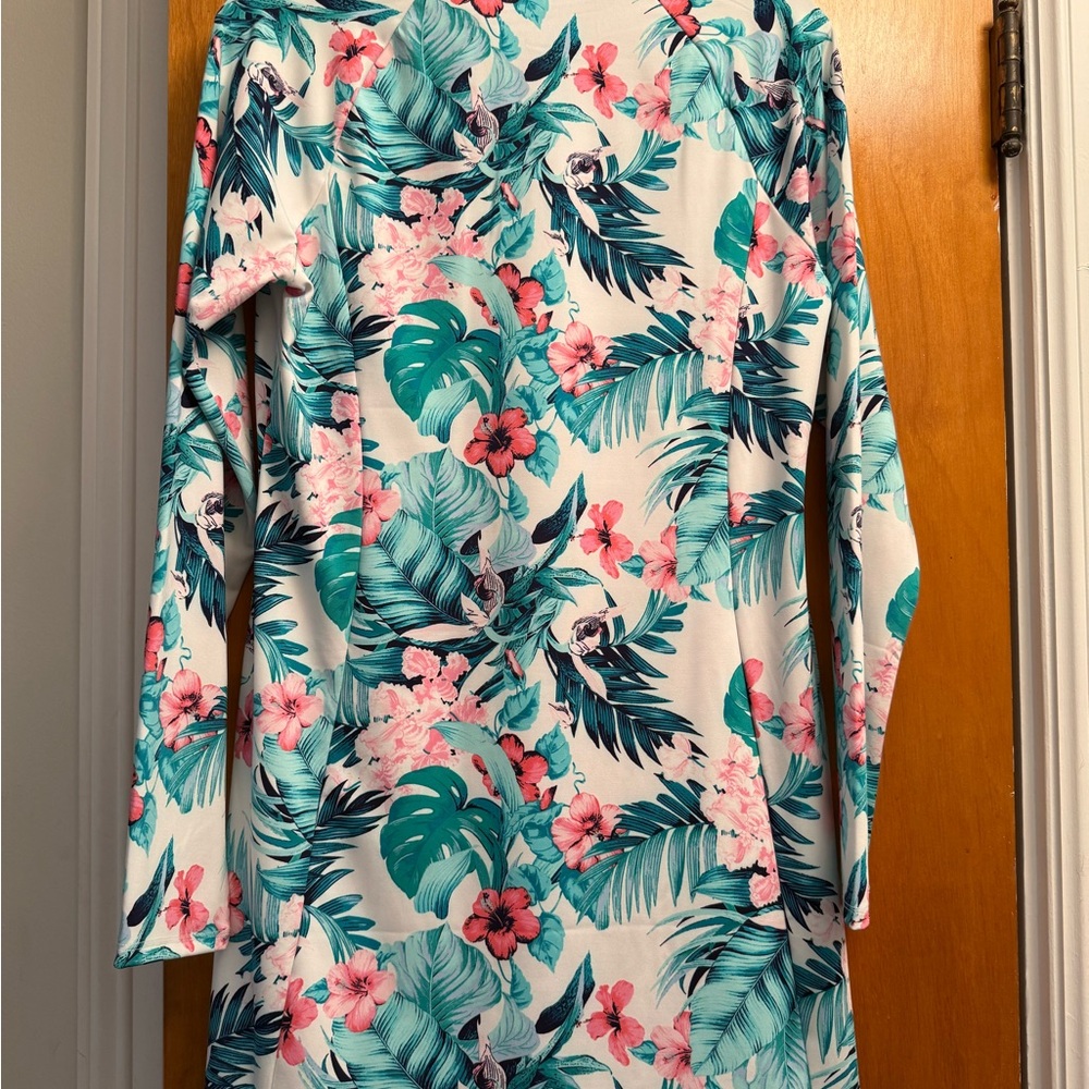Women’s Tommy Bahama Tropical Print L/S Golf Mock Neck Tropical Dress M